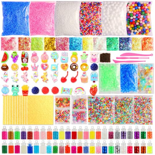 CityActs Slime Accessories Kit for Kids Slime MixIns Craft Supplies Charms Glitter Foam Balls Sequins DIY Craft Supplies No Glue Included - Image 1