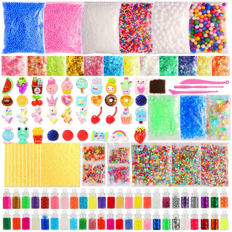CityActs Slime Accessories Kit for Kids Slime MixIns Craft Supplies Charms Glitter Foam Balls Sequins DIY Craft Supplies No Glue Included - Image 2