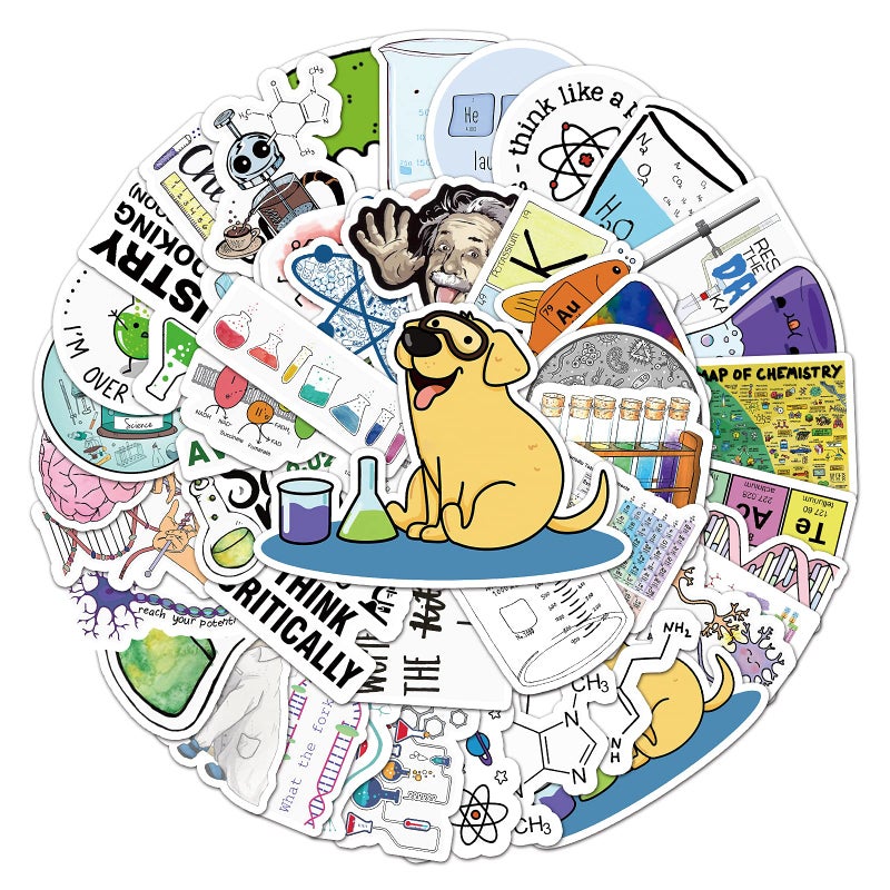 ZCGONG 50PCS Pack Chemical Laboratory Equations Chemistry Stickers for DIY Laptops Stationery Phone Case Skateboard Gifts Decals for Kids Birthday Party - Image 1