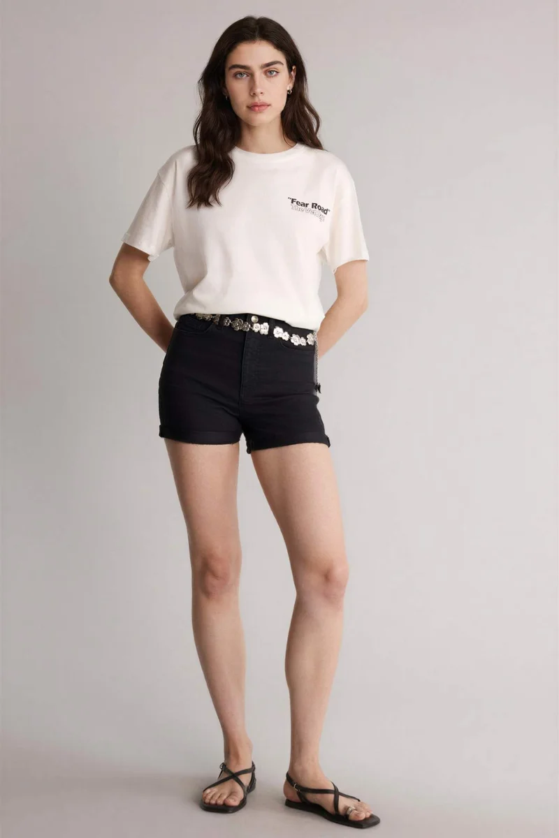 DeFacto Denim Normal Waist Folded Leg Shorts