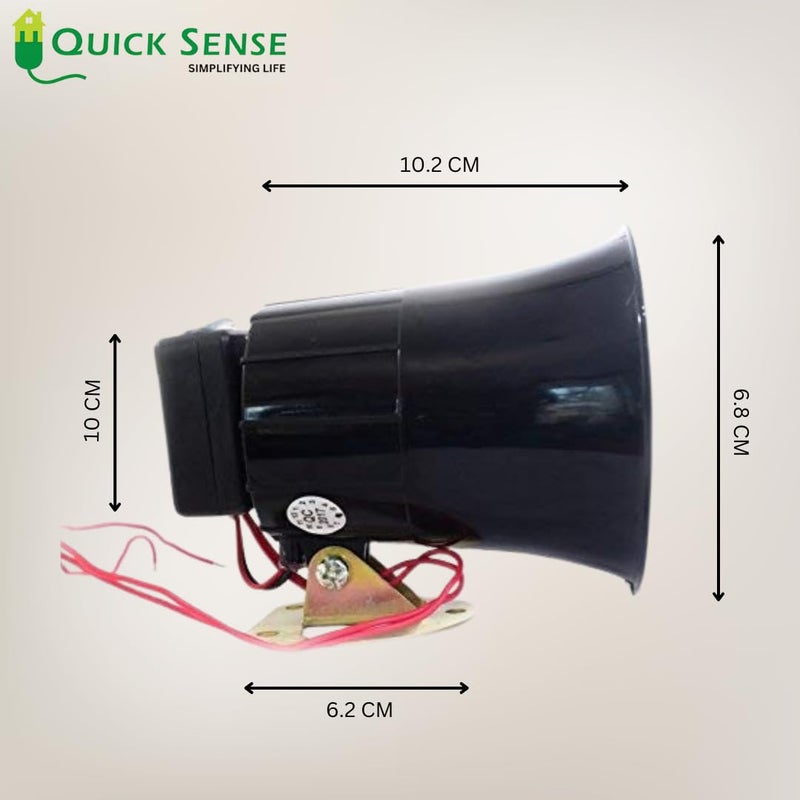 Quick Sense (Qs-H1) Plastic 220v AC High Power Hooter Security Alarm for Securities, Loud Sound 200mtrPolice Tone Sound - Image 3