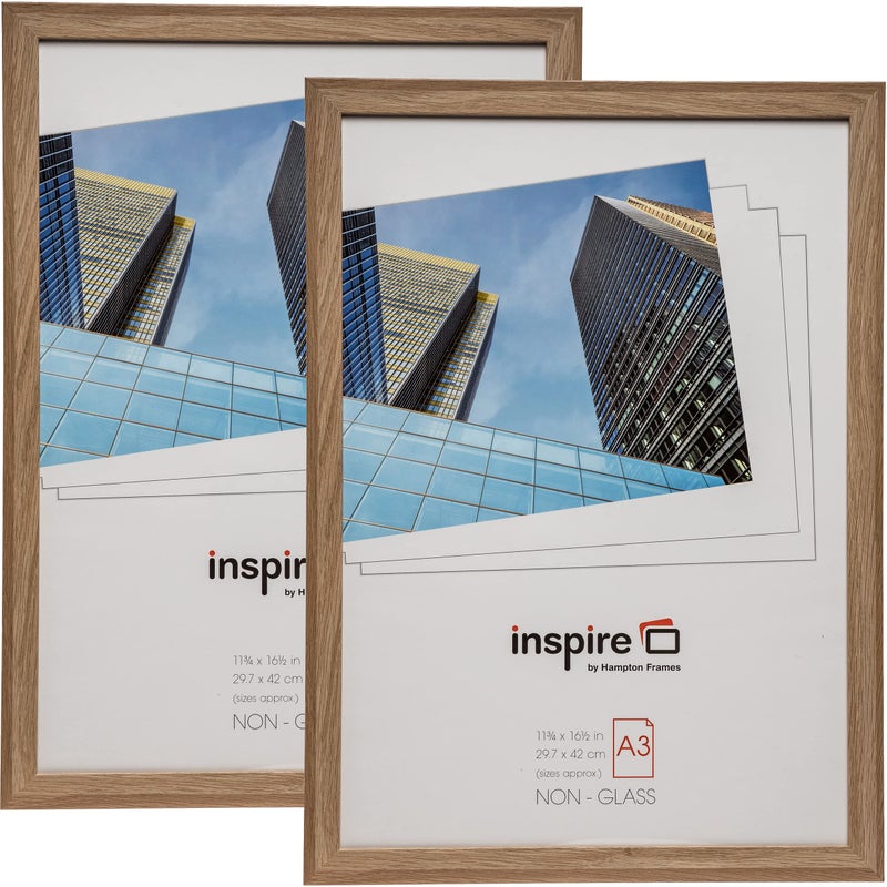 Hampton Frames  A3 Picture Frame SORA3NG  30x42cm Oak Effect Acrylic NonGlass MDF  Wall Mount Landscape or Portrait  Display Photos Posters Certificates