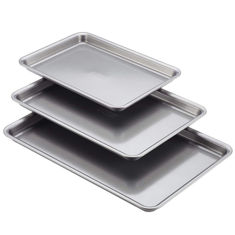 Anolon Gourmet Nonstick Bakeware Set with Nonstick Cookie Sheets  Baking Sheets  3 Piece Graphite Gray