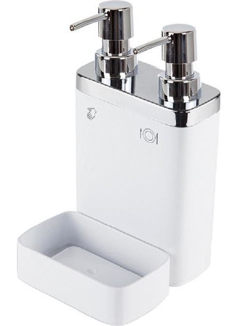 Primanova - Viva Double Chamber Liquid Soap Dispenser and Sponge Holder White - Image 1