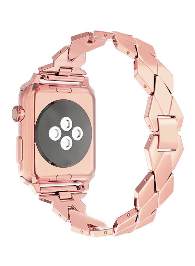 ISank Replacement Rhombus Design Band For Apple Watch Series 1/2/3 42mm Rose Gold - Image 3