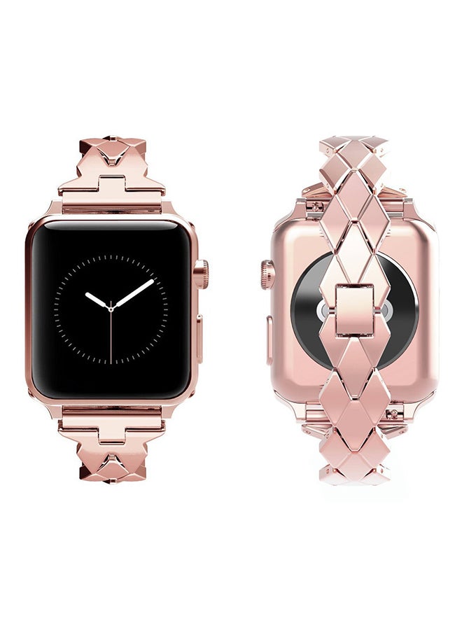 ISank Replacement Rhombus Design Band For Apple Watch Series 1/2/3 42mm Rose Gold - Image 4