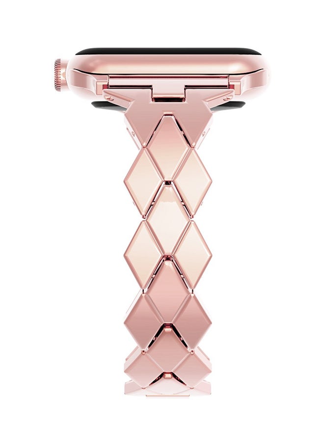 ISank Replacement Rhombus Design Band For Apple Watch Series 1/2/3 42mm Rose Gold - Image 2
