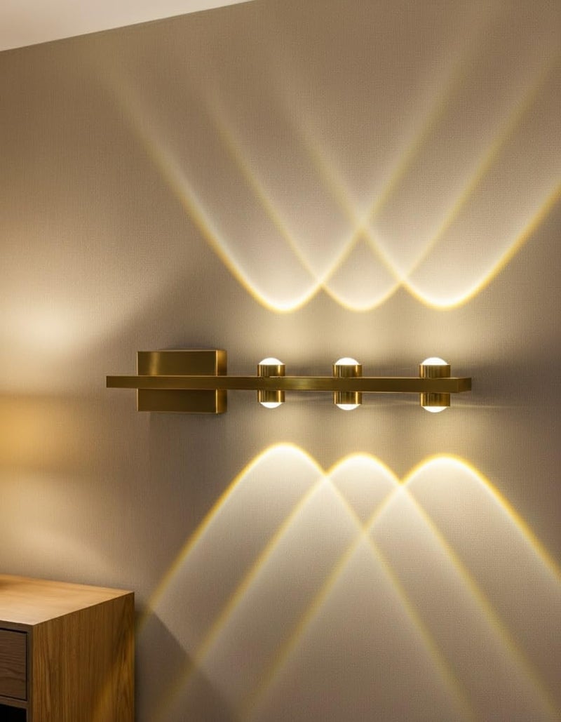 Mufasa 7 Watts Gold Finish 7 Ray Down LED Picture Photo Frame/Wall Mirror Vanity/Bathroom Dressing Table Light (Warm White) - Image 1