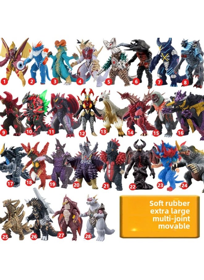 Generic - Children's Soft Rubber Monster Ultraman Toy Joint Movable Fall-resistant Interactive Hand-held Model Stall Wholesale-Color:101.bashka - Image 1