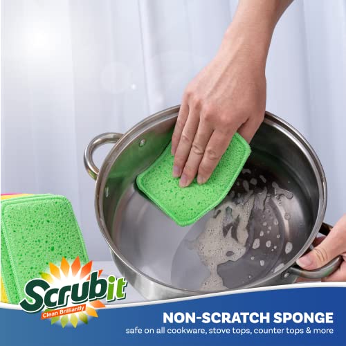 SCRUBIT Scrub and Wipe Cleaning Sponges [10 Pack] – SCRUBIT Dual Sided Scouring Pad and Sponge - Reusable Kitchen Scrubbing Sponges for Dishes, Pots, Pans Utensils & Non-Stick Cookware (Blue) - Image 4