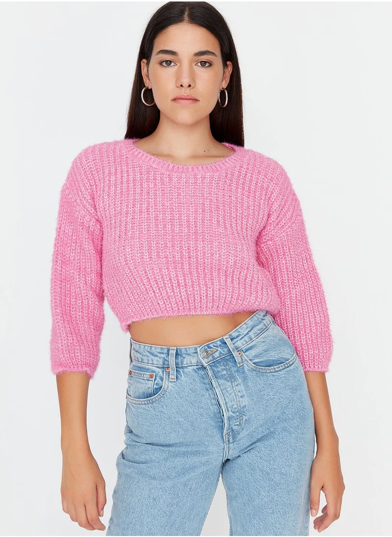 trendyol Crew Neck Crop Sweater