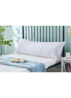 Hotel Linen Klub Krude Long Body Pillow 1pc, Fabric: 100% Polyester 85 GSM Microfiber 1 cm Stripe Super Soft, Filling: 1300 gm Hollow Fiber Comfort, Breathable & Ultra Soft , Size: 45 x 120 cm, Color: White  - Image 3