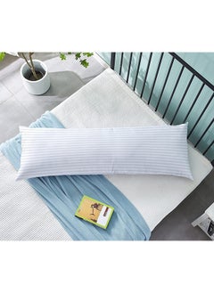Hotel Linen Klub Krude Long Body Pillow 1pc, Fabric: 100% Polyester 85 GSM Microfiber 1 cm Stripe Super Soft, Filling: 1300 gm Hollow Fiber Comfort, Breathable & Ultra Soft , Size: 45 x 120 cm, Color: White  - Image 1