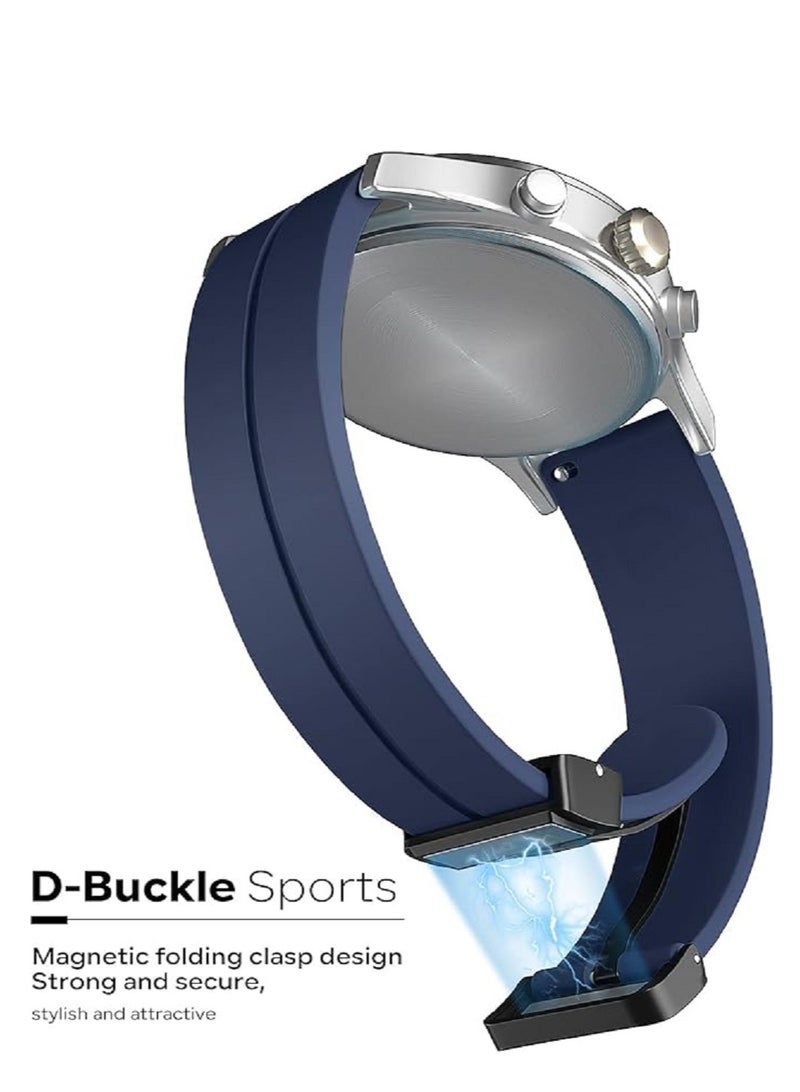 22MM Straps Compatible with Huawei Watch GT5(46MM)/GT4(46MM)/GT3(46MM)/GT3 Pro(46MM)/GT2(46MM)/GT2e(46MM)/GT/GT Runner  Huawei Watch 4/4 Pro/3/3 Pro Honor Watch 4 Pro/GS3/Magic Watch 2 Soft Silicone Band With Magnetic Buckle for Men Women Blue - Image 5