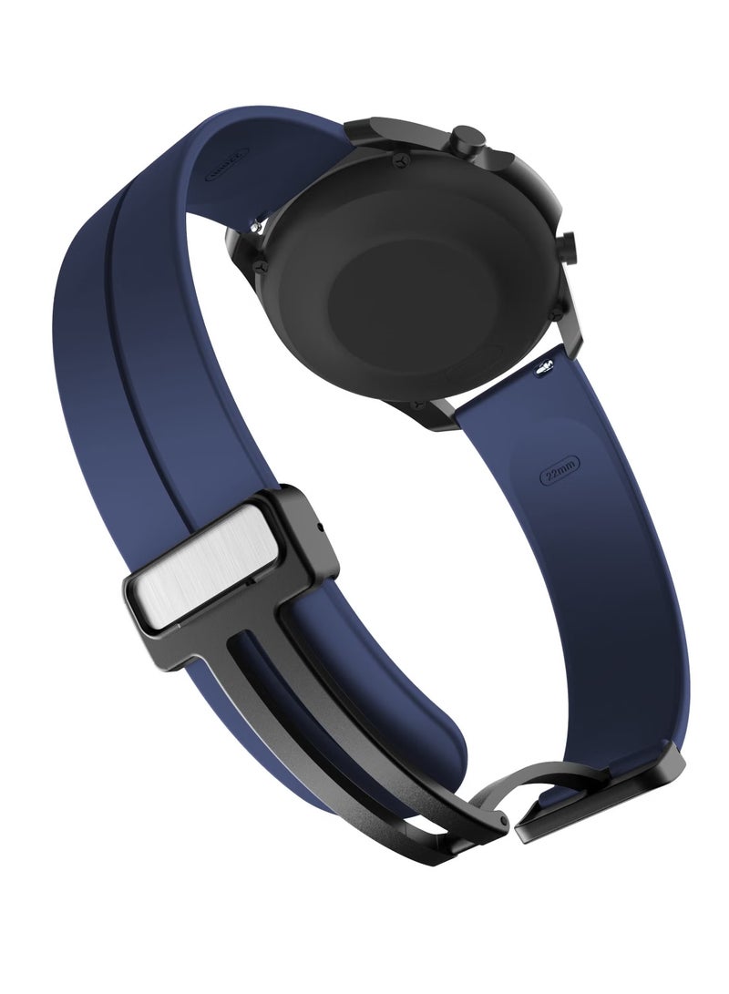 22MM Straps Compatible with Huawei Watch GT5(46MM)/GT4(46MM)/GT3(46MM)/GT3 Pro(46MM)/GT2(46MM)/GT2e(46MM)/GT/GT Runner  Huawei Watch 4/4 Pro/3/3 Pro Honor Watch 4 Pro/GS3/Magic Watch 2 Soft Silicone Band With Magnetic Buckle for Men Women Blue - Image 3