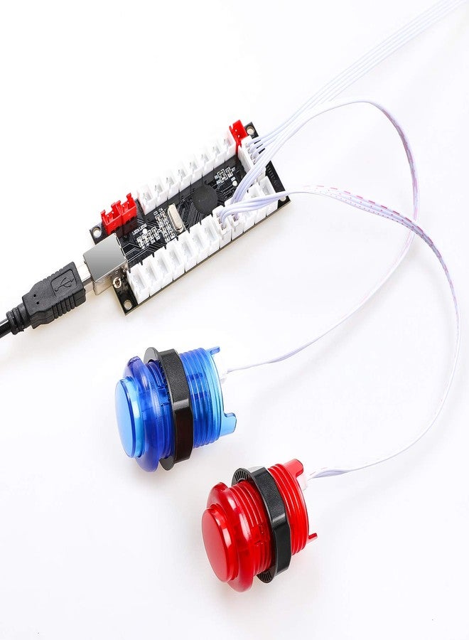 Qenker 2-Player LED Arcade DIY Kit for USB MAME PC Game DIY & Raspberry Pi Retro Controller DIY Including 2X Arcade Joystick, 20x LED Arcade Buttons, 2X Zero Delay USB Encoder (Blue & Red) - Image 4