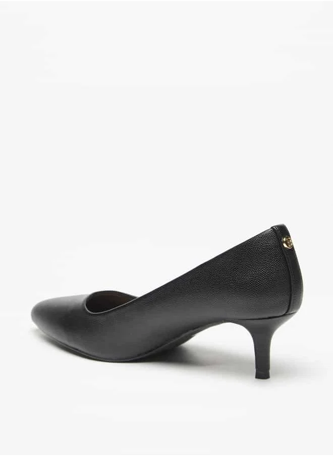 Flora Bella By Shoexpress Women Textured Slip-On Pumps with Kitten Heels