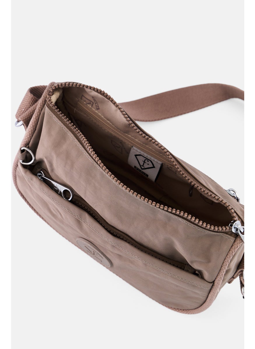 I Love Fashion - Women Brand Logo Cross Body Bag 23 L x 17 H x 9,5 W cm, Taupe - Image 1