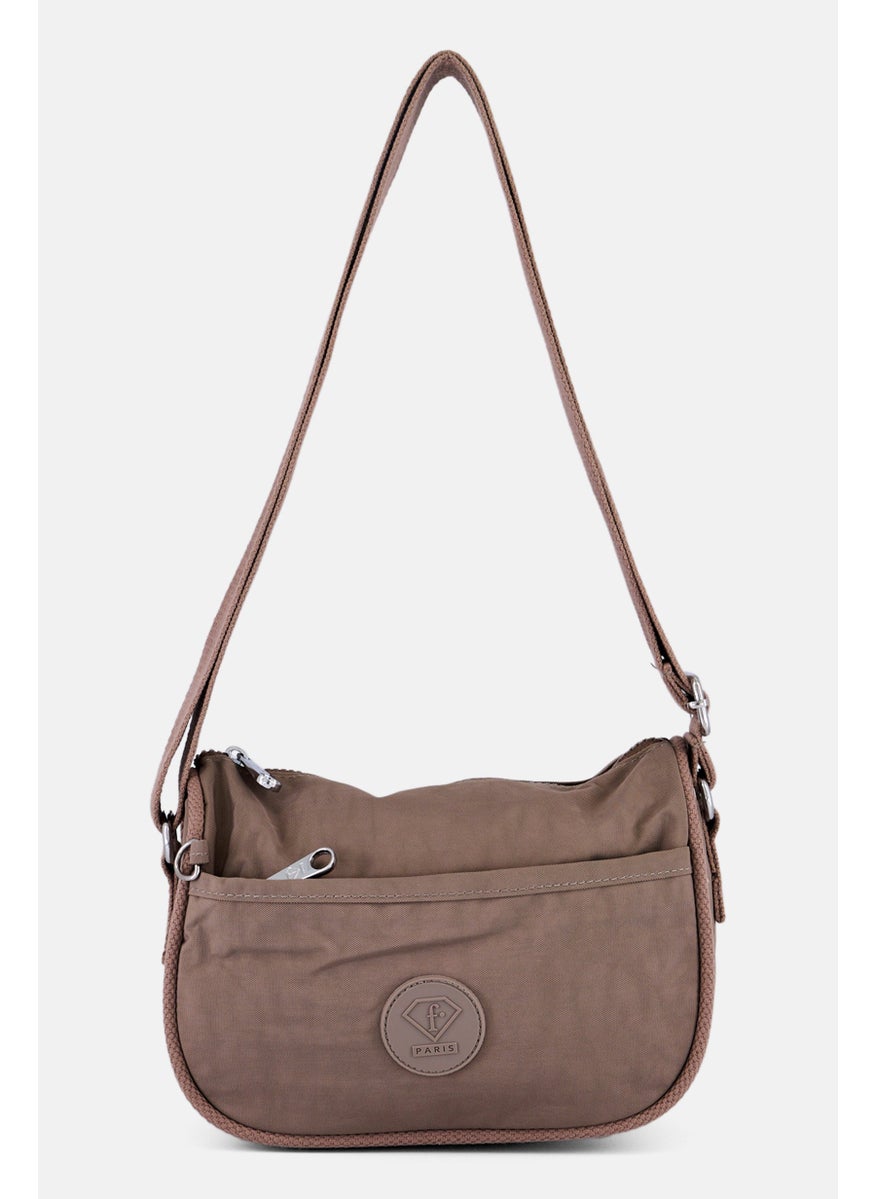 I Love Fashion - Women Brand Logo Cross Body Bag 23 L x 17 H x 9,5 W cm, Taupe - Image 1
