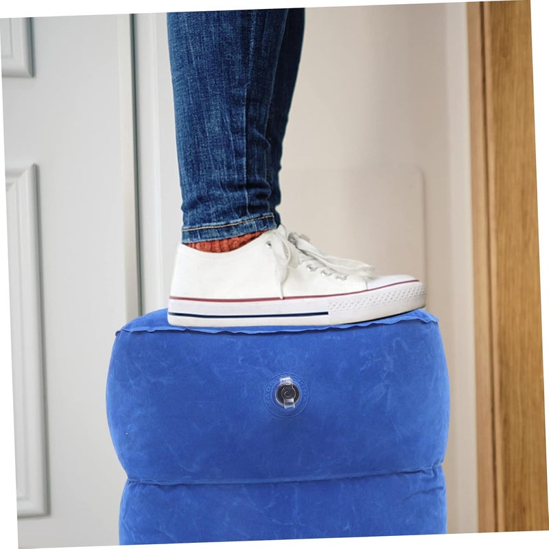 HANABASS 1set Inflatable Foot Rest Pillow for Travel Height Airplane Foot Rest Comfortable Under Desk for Home Office Compact Portable Design Storage Bag - Image 4