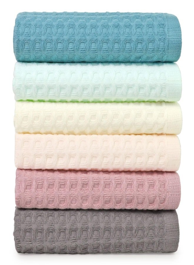 Cleanbear Waffle Washcloths 6 Pack, 100% Cotton Wash Cloths for Showering, 13” x 13”, Quick Dry & Absorbent Wash Cloths for Family & Daily Use (Multicolor) - Image 1