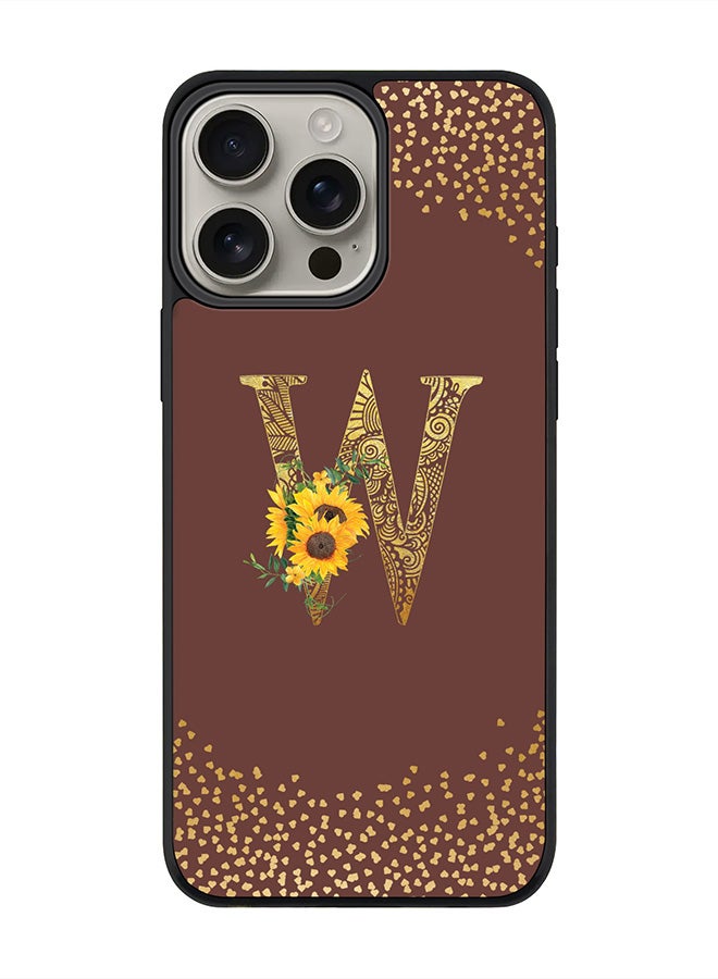 Stylizedd For iPhone 16 Pro Max Case [Compatible with MagSafe] Slim Magnetic cover Phone Case iPhone 16 Pro Max -Custom Floral Monogram - W (Brown ) - Image 1