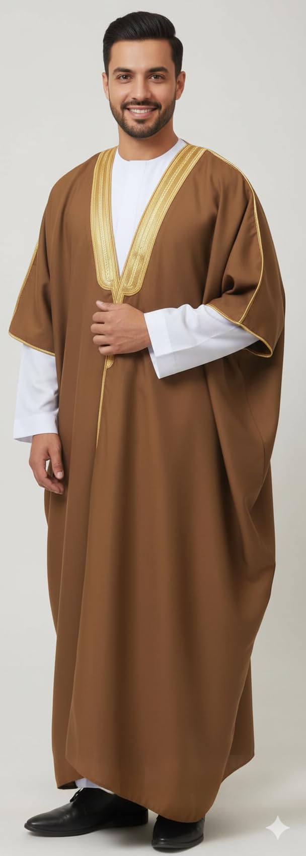 East West Souk Men's Abaya (Bisht) - Cloak Arab Dress - Brown - Image 4