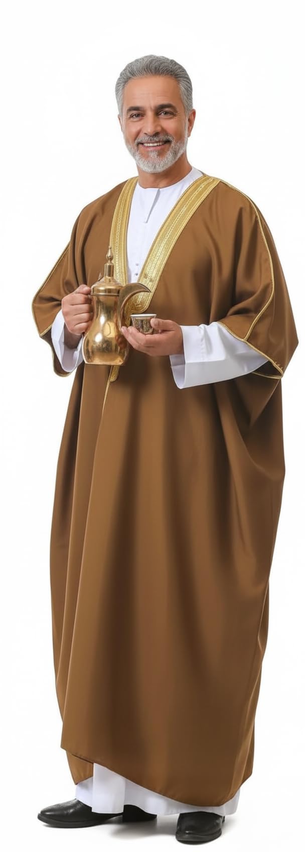 East West Souk Men's Abaya (Bisht) - Cloak Arab Dress - Brown - Image 2