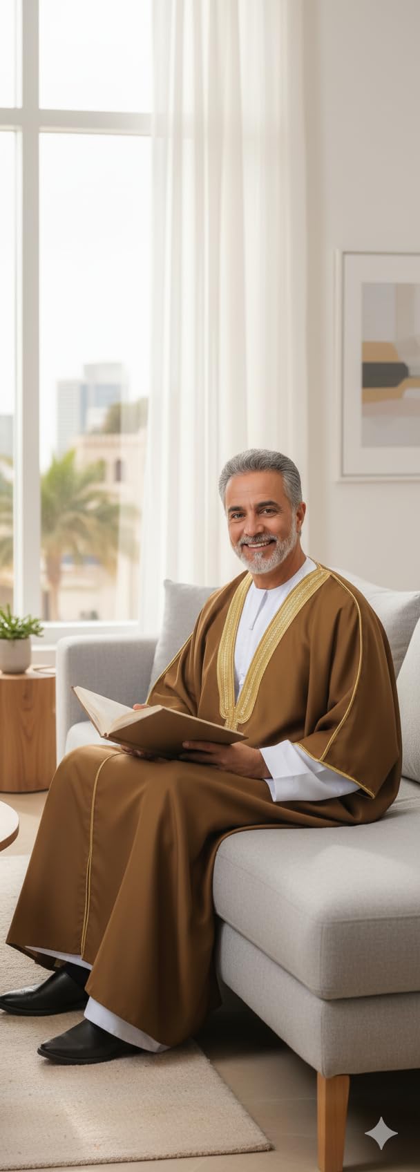 East West Souk Men's Abaya (Bisht) - Cloak Arab Dress - Brown - Image 3