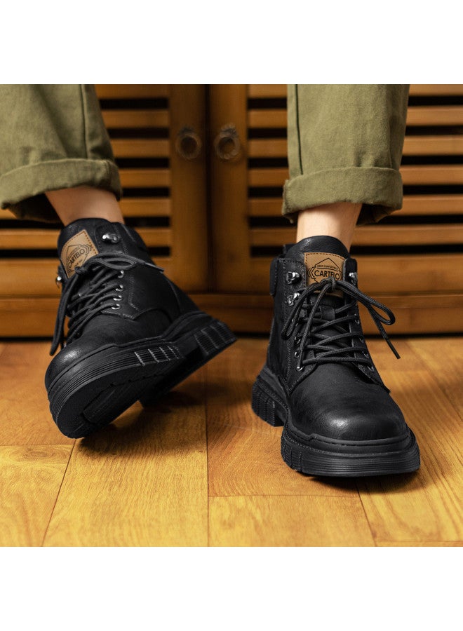 CARTELO Men's Martin Boots British Style Trendy Handsome Work Boots Retro Fashion Casual Boots Tough Biker Boots Men's Boots - Image 5