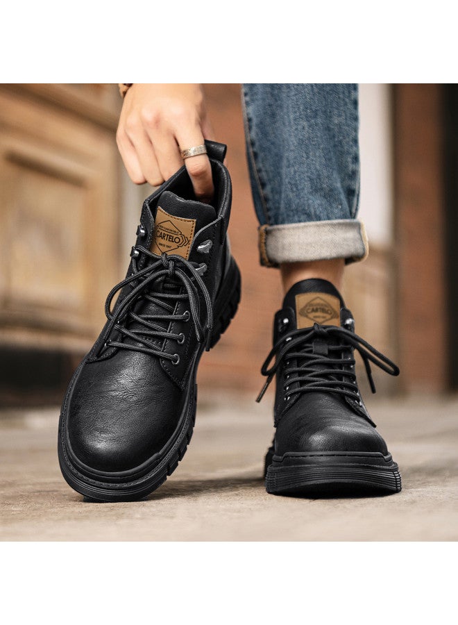 CARTELO Men's Martin Boots British Style Trendy Handsome Work Boots Retro Fashion Casual Boots Tough Biker Boots Men's Boots - Image 2