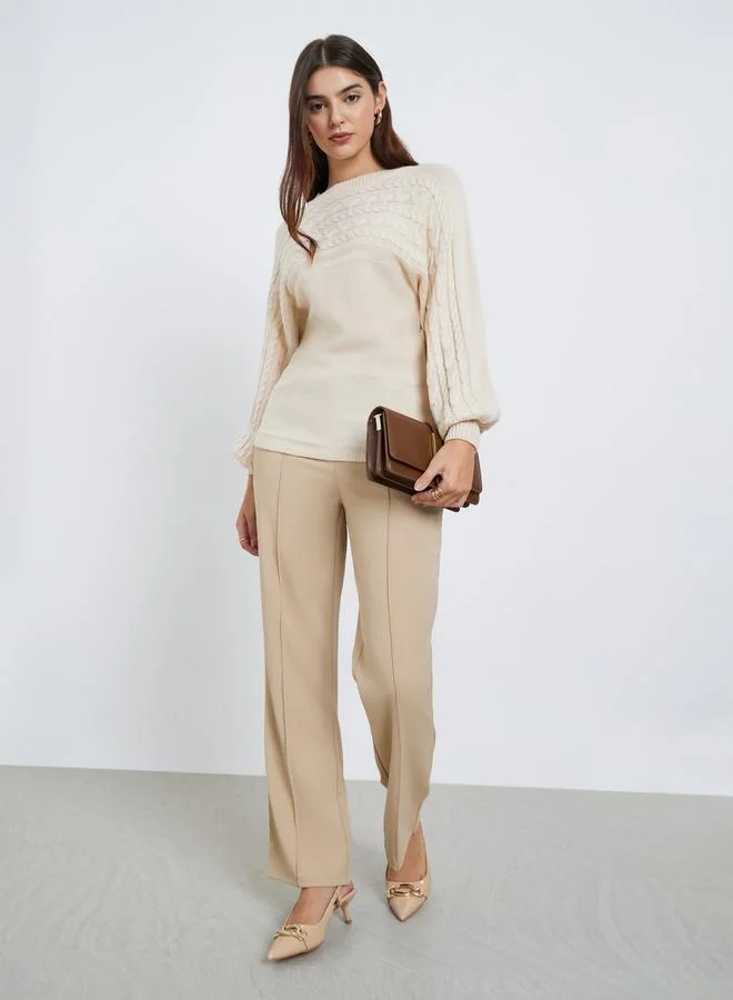 ستايلي كنزة محبوكة بأكمام بالون