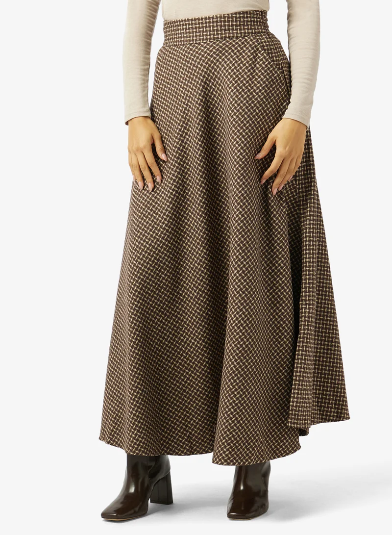 خزانة Gingham Print A-line Skirt