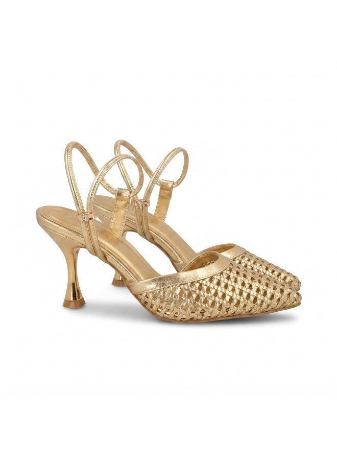 Vbranda Mesh Heels with Elegant Details & Cross Straps C-148 - Image 3