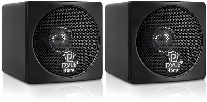 Pyle 3" Mini Cube Bookshelf Speakers - 100W Small Bookshelf Speakers w/ 3" Paper Cone Driver, 8 Ohm - Passive Audio Book Shelf Speaker Pair For Home Theater Stereo Surround Sound - Pyle Home PCB3BK (Black) - Image 1
