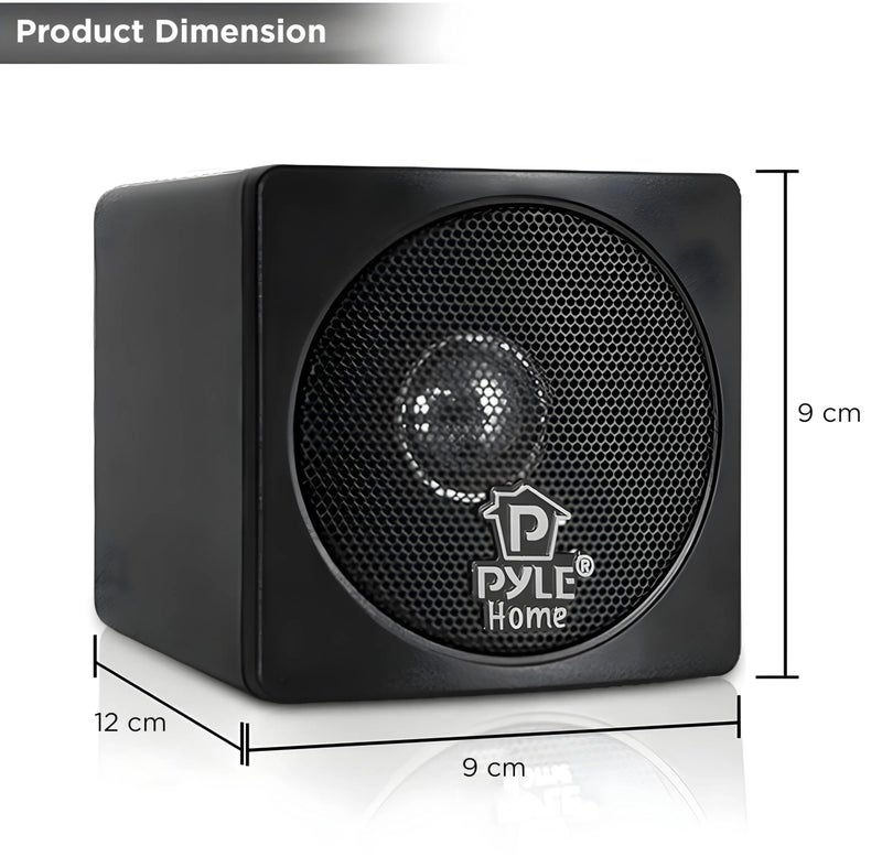Pyle 3" Mini Cube Bookshelf Speakers - 100W Small Bookshelf Speakers w/ 3" Paper Cone Driver, 8 Ohm - Passive Audio Book Shelf Speaker Pair For Home Theater Stereo Surround Sound - Pyle Home PCB3BK (Black) - Image 2