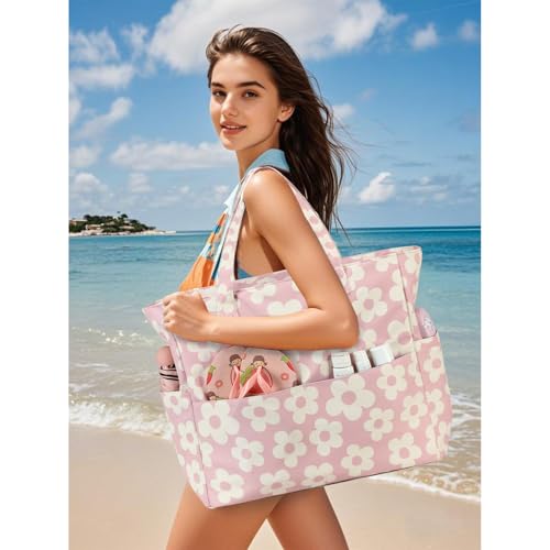 BLUBOON Waterproof Beach Tote Pool Bags for Women Ladies Extra Large Gym Tote Carry On Bag With Wet Compartment for Weekender Travel - Image 3