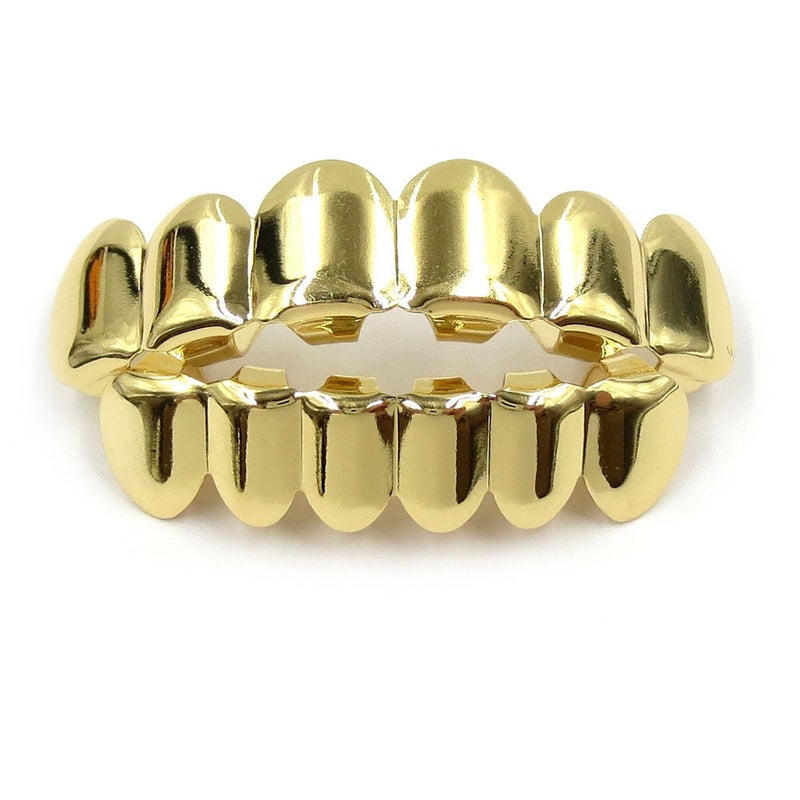 Explosions Hiphop Hip-Hop Gold Braces Teethgrillz Real Gold Electroplating Braces Jewelry - Image 2