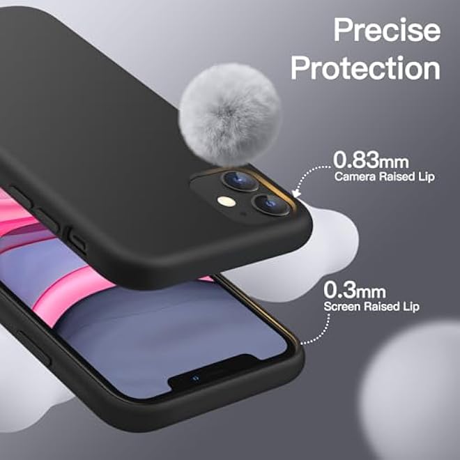 JETech Silicone Case for iPhone 11 2019 61Inch Silkysoft touch FullBody Protective Case Shockproof cover with Microfiber Lining Black - Image 4