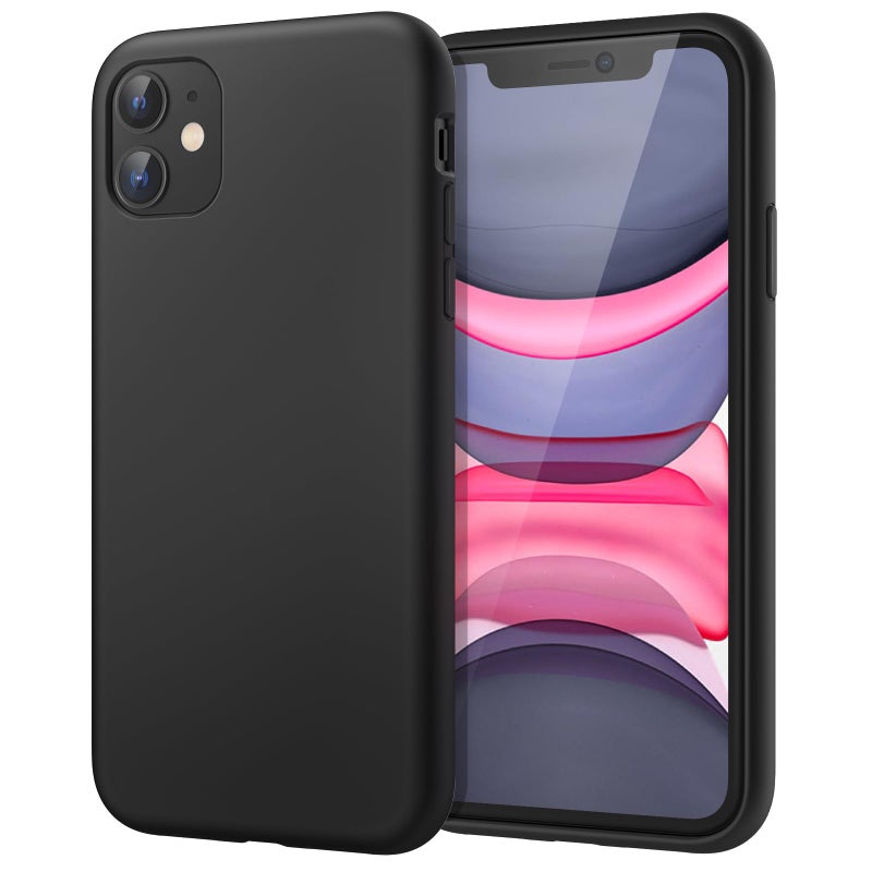 JETech Silicone Case for iPhone 11 2019 61Inch Silkysoft touch FullBody Protective Case Shockproof cover with Microfiber Lining Black - Image 1
