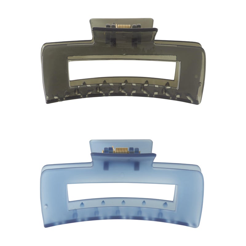 Goody SlideProof Rectangular Large Claw Clips - 2 Ct, Cool Tones, Secure Grip Hair Styling Accessories for Women & Men, Claw Clips for Thick Hair - Image 2