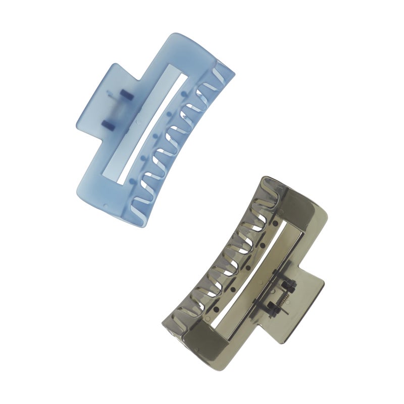 Goody SlideProof Rectangular Large Claw Clips - 2 Ct, Cool Tones, Secure Grip Hair Styling Accessories for Women & Men, Claw Clips for Thick Hair - Image 3