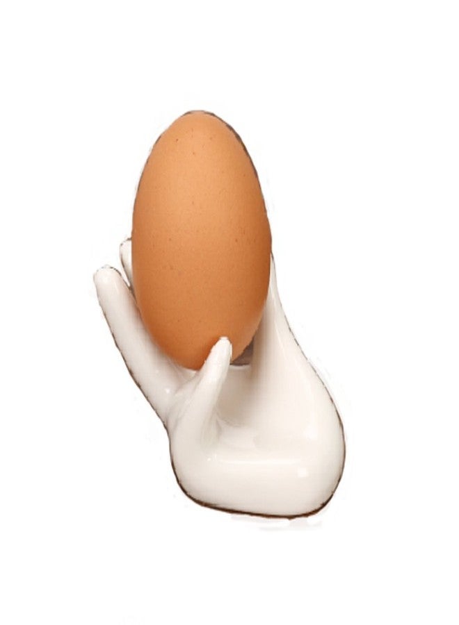 zoele White Ceramic Decorative Egg Cup Holder Stand - Breakfast Table Egg Cup Holder Stand- Makeup Sponge Beauty Blender Holder - Creative Hand Shape Easter Egg Display Stand for Kitchen Cooking - Image 2