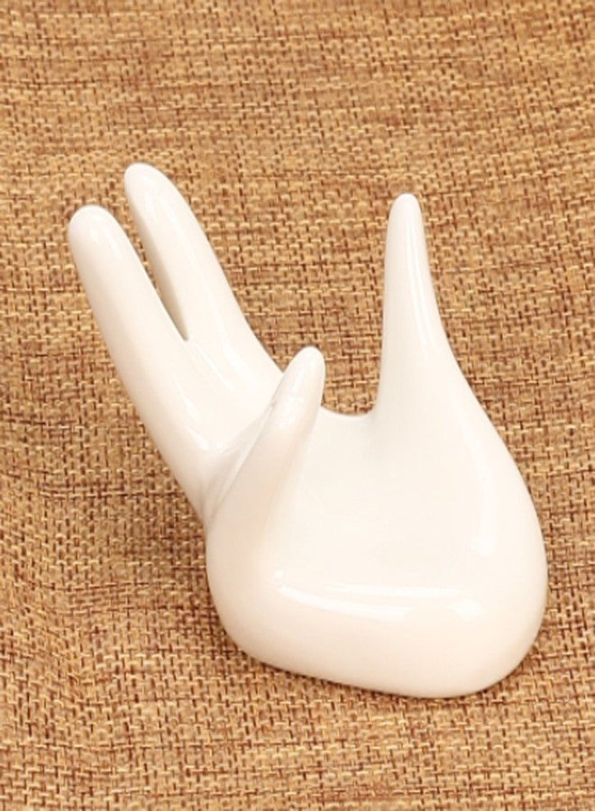 zoele White Ceramic Decorative Egg Cup Holder Stand - Breakfast Table Egg Cup Holder Stand- Makeup Sponge Beauty Blender Holder - Creative Hand Shape Easter Egg Display Stand for Kitchen Cooking - Image 4