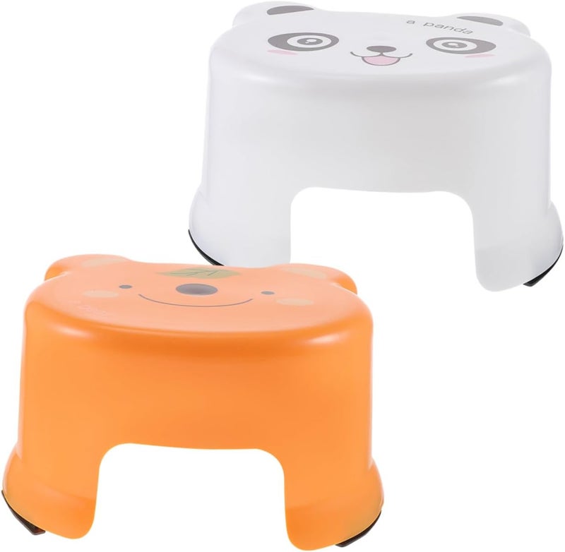 Generic 2pcs Lightweight Plastic Step Stools for Non-Slip Cartoon Stools for Home Bathroom Classroom Portable and Seating for Teens - Image 1