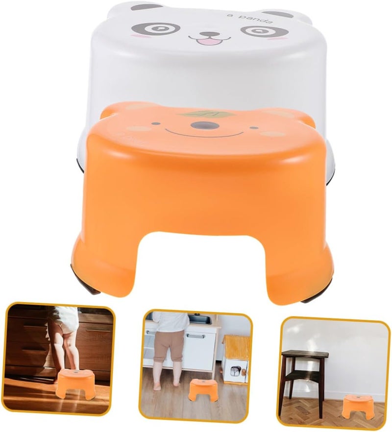 Generic 2pcs Lightweight Plastic Step Stools for Non-Slip Cartoon Stools for Home Bathroom Classroom Portable and Seating for Teens - Image 5