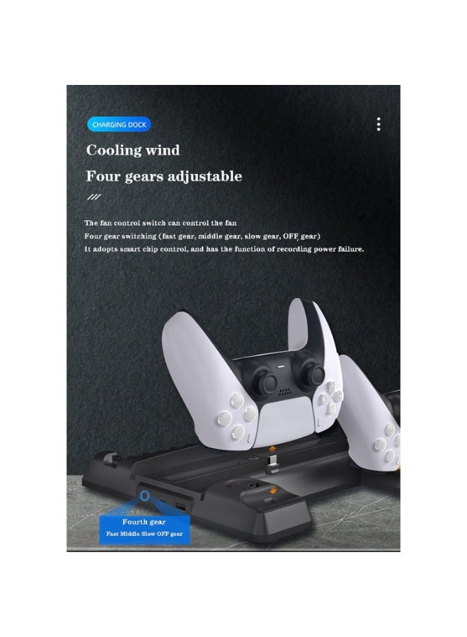 DOBE PS5 Cooling Stand and Dual Controller Charger Station, CD Storage Rack for Playstation 5 Digital or DVD - Image 5