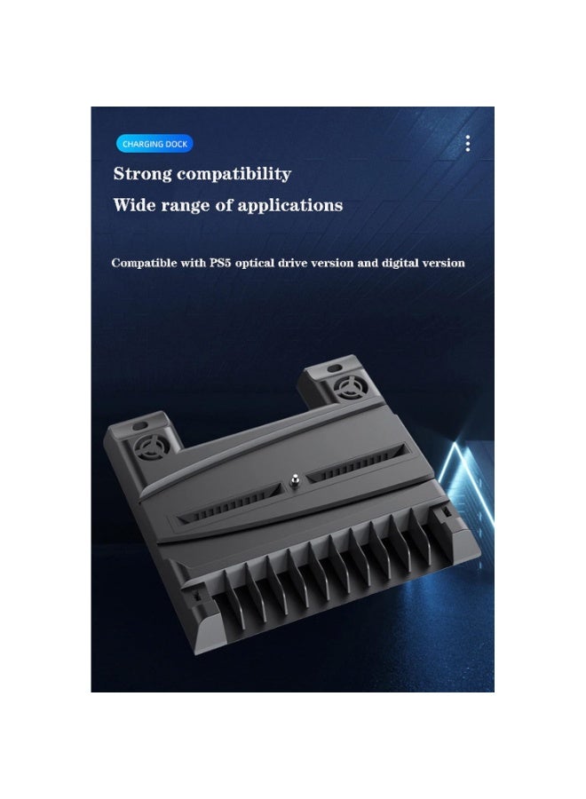 DOBE PS5 Cooling Stand and Dual Controller Charger Station, CD Storage Rack for Playstation 5 Digital or DVD - Image 4