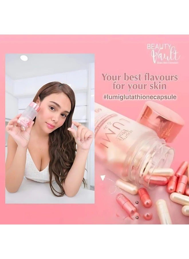 Beauty Vault LUMI Glutathione Collagen Capsules 60 Count Antioxidant Dietary Supplement with Vitamin E & Fernblock for Skin Care Routine Made in Japan | Best Price Qatar