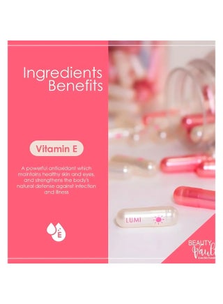 Beauty Vault LUMI Glutathione Collagen Capsules 60 Count Antioxidant Dietary Supplement with Vitamin E & Fernblock for Skin Care Routine Made in Japan | Best Price UAE